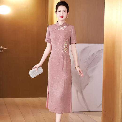 优雅修身，喜婆婆婚宴婚礼高贵假两件连衣裙礼服时尚宴会裙子LC-2352 商品图0