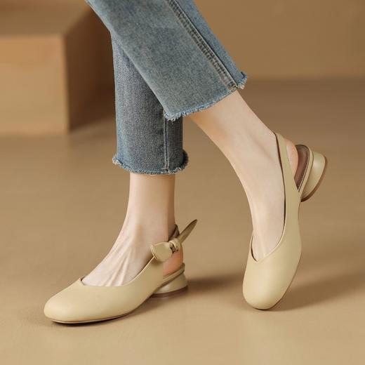 ZHR甜美蝴蝶结凉鞋女2023春新款法式小皮鞋纯欲仙女风单鞋一脚蹬 商品图4