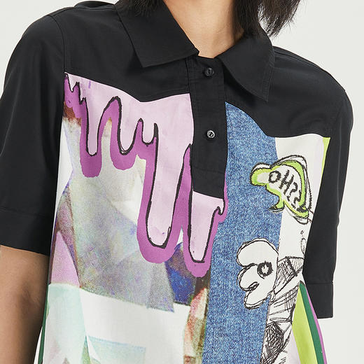 谜底连衣裙短袖2023夏款特色印花宽松显瘦中长款直筒裙236ML7095 商品图3