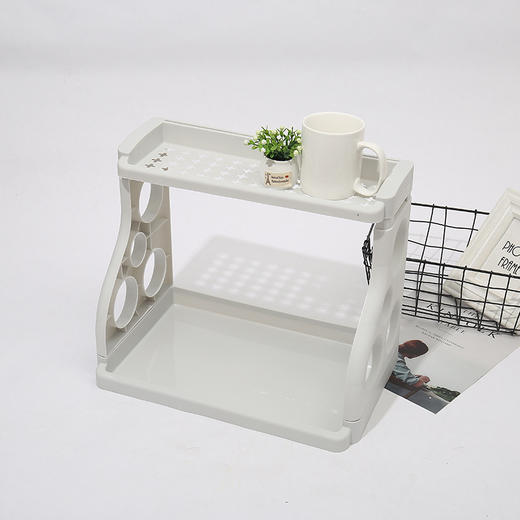 「三色可选！分类收纳」多用途厨房用品置物架双层塑料置地厨房调料架可拆卸多孔刀具储物架 商品图2