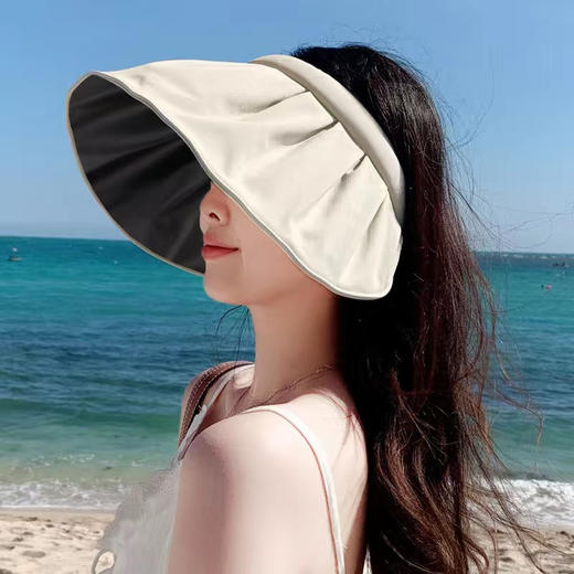 mikibobo 2024新款夏季可折叠大檐遮阳帽空顶四色太阳帽 商品图3