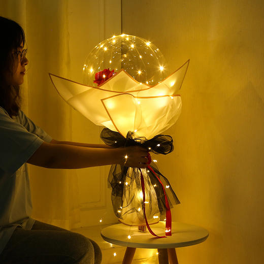 【日用百货】圣诞情人节LED玫瑰花波波球 发光花束气球夜市地摊波波球 商品图2
