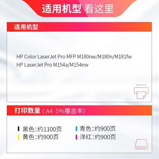 天威 CF510A/204A硒鼓 适用惠普M154a M180n M154nw M181fw打印机硒鼓带芯片  四色套装 商品图2