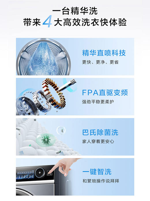 【精华洗】海尔精华洗直驱10kg家用大容量全自动智能除菌变频滚筒洗衣机85s 商品图1
