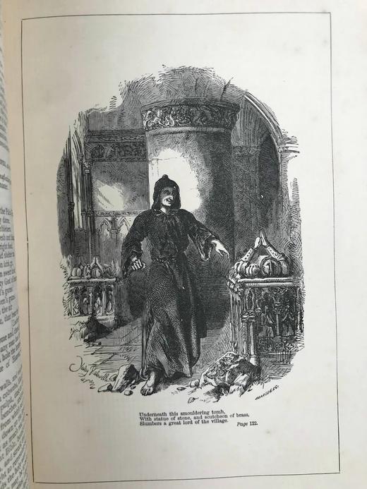 1897年 朗费罗诗歌与散文集 配精美版画插图 漆布精装18开 商品图9