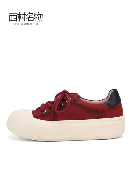 西村名物2023新款大头丑萌休闲舒适软底软皮板鞋增高休闲鞋33111 商品图2