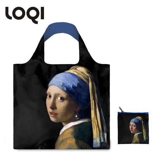 德国LOQI 博物馆系列 人像画合集 戴珍珠耳环的少女 蒙娜丽莎的微笑 万用环保袋 再生环保材料 单肩可折叠 旅行大容量 防泼水 超轻50g可承重40斤 商品图0