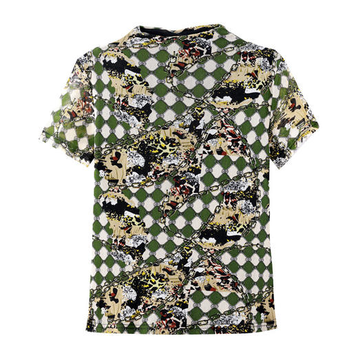 夏季新款，半高领短袖T恤女网眼弹力桑蚕丝印花打底衫上衣KQL-326H2181 商品图4