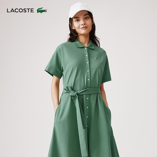 【海南专供价】LACOSTE法国鳄鱼女装新款法式绿色系带POLO连衣裙EF7923-98 商品图9