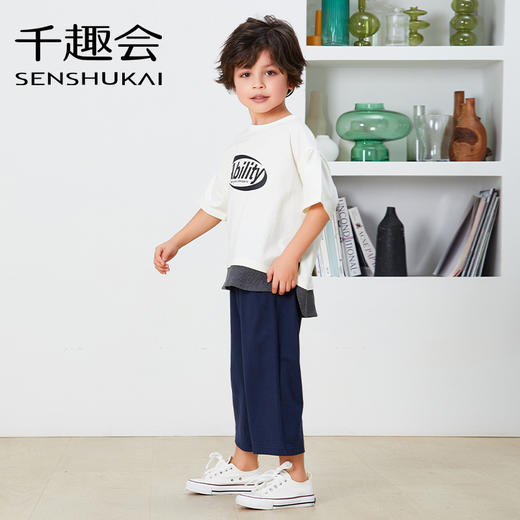 千趣会童装夏季儿童裤子休闲运动时尚宽松棉质男童女童七分裤 商品图2