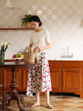 HeyDress虞美人印花半身裙女夏季法式高腰系带设计感浪漫碎花半裙