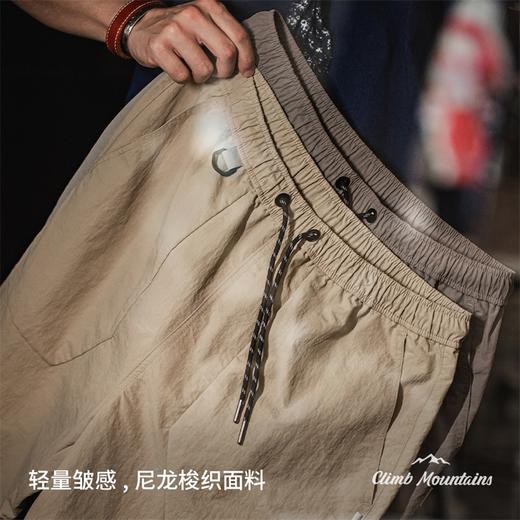 工装优选 户外休闲梭织短裤大口袋褶皱宽松直筒抽绳尼龙五分裤男夏 商品图4