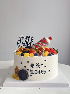 老爸生日快乐（文字可改） 一鲜奶动物奶油蛋糕