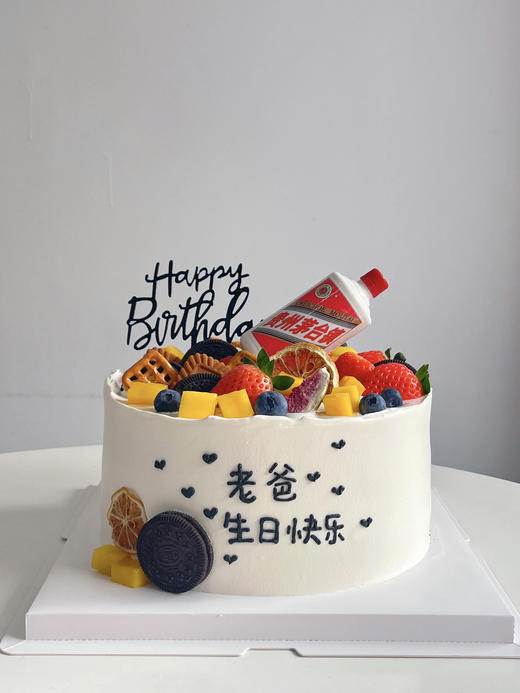 老爸生日快乐（文字可改） 一鲜奶动物奶油蛋糕 商品图0