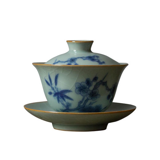 茶香记 天青1号 岁寒三友盖碗 古典文雅 油润细腻 开片灵动 商品图4