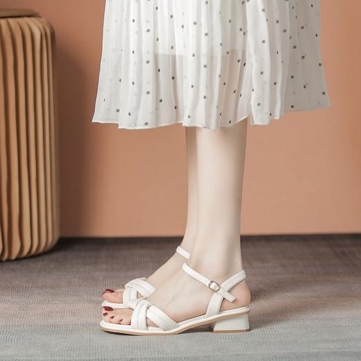 ZHR方头凉鞋名媛小香风女2023新款复古优雅女单鞋通勤轻便时装鞋 商品图5