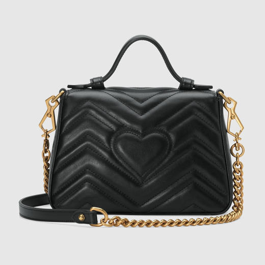 【一】GUCCI 古驰 女士 GG Marmont 系列绗缝V形花纹皮革迷你提挎包 黑色 547260 DTDIT 1000 商品图1