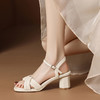 ZHR温柔复古凉鞋女2023新款时尚粗跟高跟鞋一字带单鞋ins风鞋 商品缩略图4