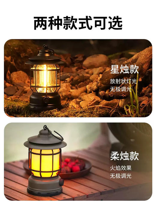 抖音爆款露营灯氛围火焰野营帐篷灯复古马灯充电手提灯家用户外灯 商品图2