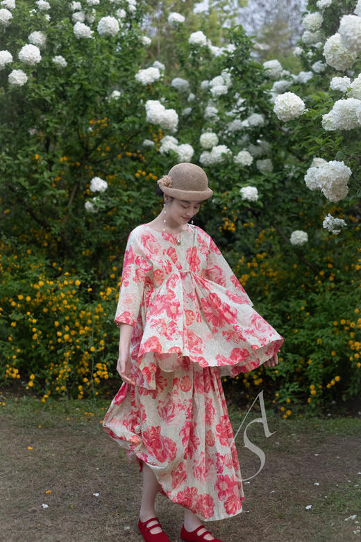 Daniela Gregis  红色/灰褐色双扣丝绒芭蕾舞鞋 商品图3