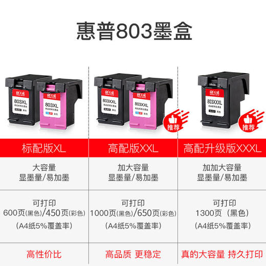天威 803墨盒 黑彩套装 适用惠普HP 2621 2622 1112 2131 2138 4523 5022打印机 商品图3