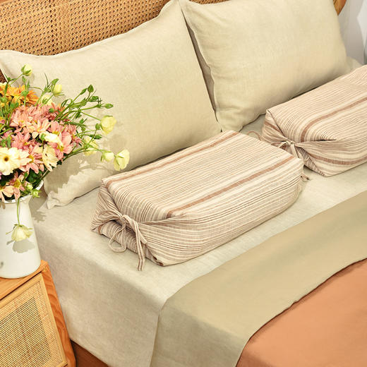 无尽夏系列亚麻荞麦壳枕头高端全荞麦壳成人护颈枕 商品图0