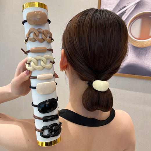 【9.9包邮】10件套女士发绳套装高弹蝴蝶结加粗大弹力亚克力奶咖色9款组合装 商品图1