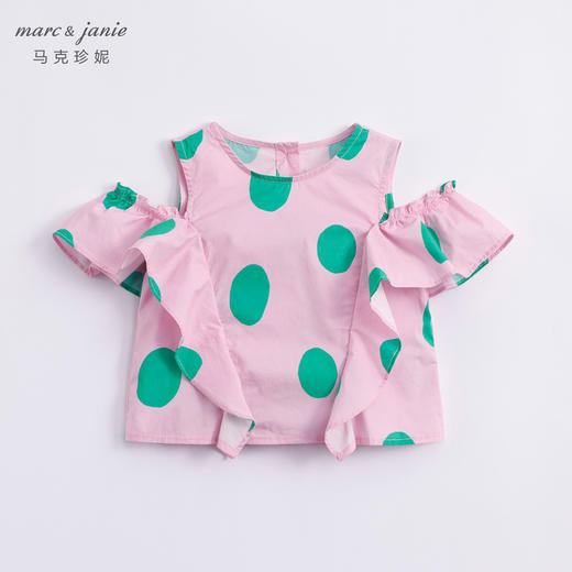 马克珍妮夏装新款 女童北欧风花边袖纯棉小衫儿童衬衫230311 商品图2