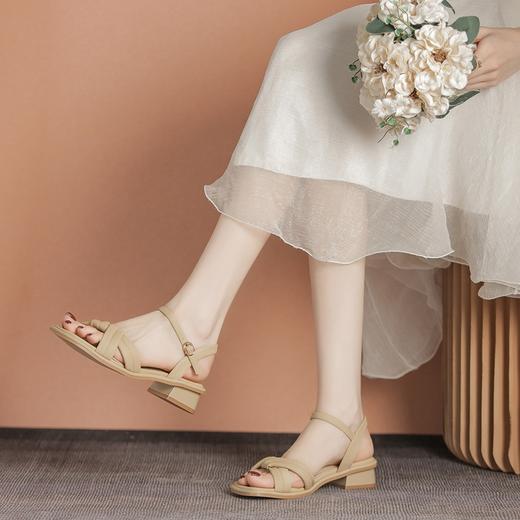 ZHR方头凉鞋名媛小香风女2023新款复古优雅女单鞋通勤轻便时装鞋 商品图1