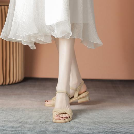 ZHR方头凉鞋名媛小香风女2023新款复古优雅女单鞋通勤轻便时装鞋 商品图2