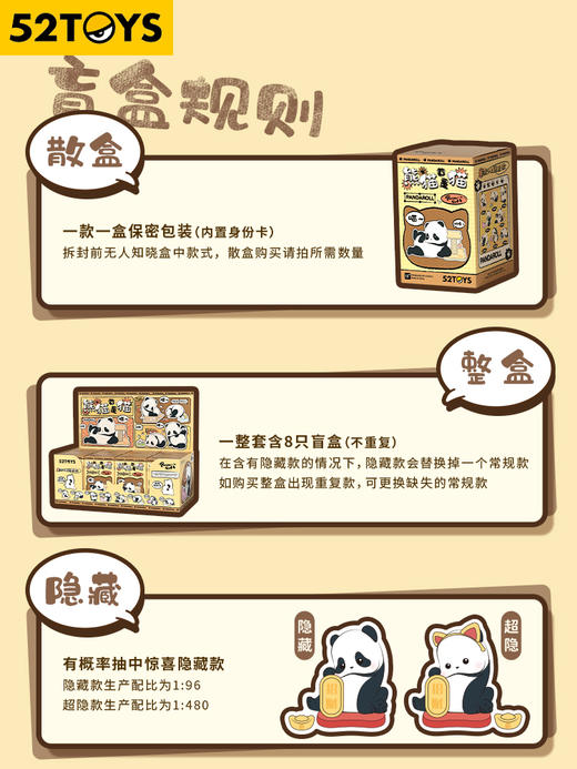 52TOYS Panda Roll 熊猫也是猫 8只/盒 盲盒 商品图1