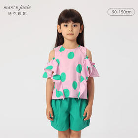 马克珍妮夏装新款 女童北欧风花边袖纯棉小衫儿童衬衫230311