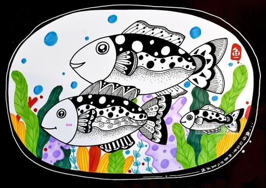 《自由自在的小鱼儿》线描【自动发货：下单后，点击手机短信中收到的链接，即可获取文件下载的链接；如有任何问题，可添加客服微信hm33268获得帮助】 商品图0