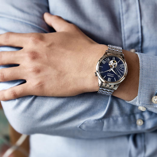 西铁城/CITIZEN经典商务休闲机械透底钢带男表NH9130-84L 商品图5