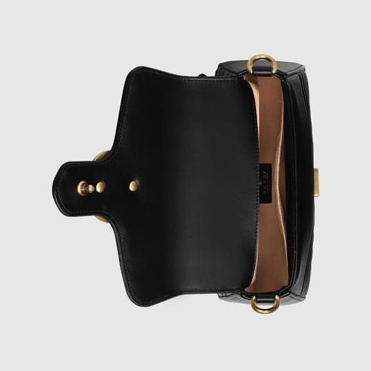 【一】GUCCI 古驰 女士 GG Marmont 系列绗缝V形花纹皮革迷你提挎包 黑色 547260 DTDIT 1000 商品图2