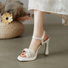 优雅百搭，平头纯色防水台高跟凉鞋NWS-N9322 商品缩略图3