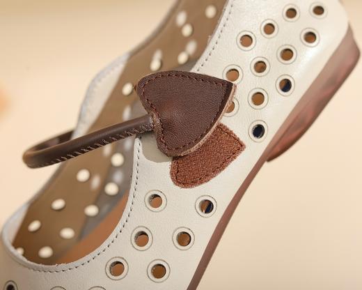 西村名物2023夏季新款平底优雅单鞋软底舒适百搭镂空奶奶鞋13281 商品图3