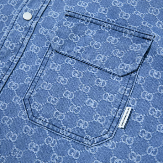 【断码清仓】HX 春夏季水洗牛仔短袖衬衫/Z103320021101 商品图7