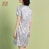 佐尔美夏季新款 弹力桑蚕丝真丝短袖碎花连衣裙女E22LS34 商品缩略图4