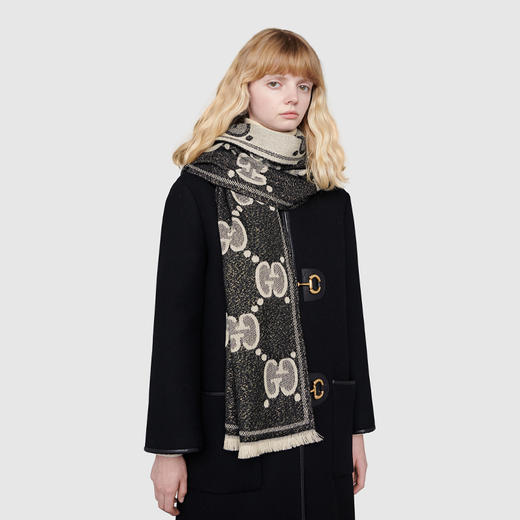 【二】GUCCI 古驰 女士GG羊毛提花围巾 混色 598993 3GC15 1078 商品图2