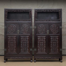 二十世纪 紫檀螭龙纹万历柜（一对）