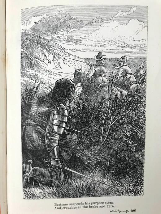 约19世纪后期 司各特诗集 约10幅版画插图 漆布精装32开 商品图9