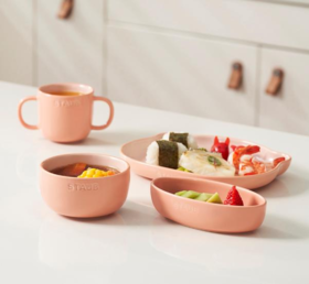 【团购展示】STAUB 珐琅陶瓷小猪造型儿童餐具4件套1020254