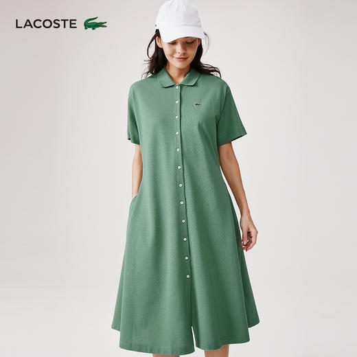 【海南专供价】LACOSTE法国鳄鱼女装新款法式绿色系带POLO连衣裙EF7923-98 商品图2