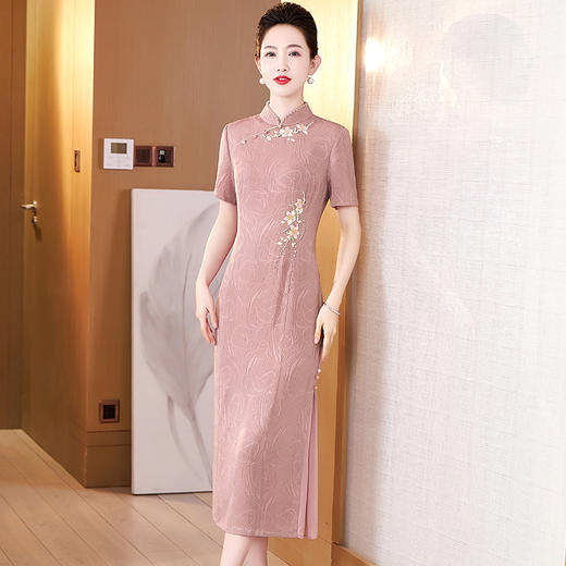 优雅修身，喜婆婆婚宴婚礼高贵假两件连衣裙礼服时尚宴会裙子LC-2352 商品图4