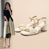 ZHR温柔复古凉鞋女2023新款时尚粗跟高跟鞋一字带单鞋ins风鞋 商品缩略图0