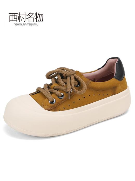西村名物2023新款大头丑萌休闲舒适软底软皮板鞋增高休闲鞋33111 商品图1