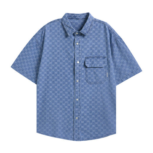 【断码清仓】HX 春夏季水洗牛仔短袖衬衫/Z103320021101 商品图4