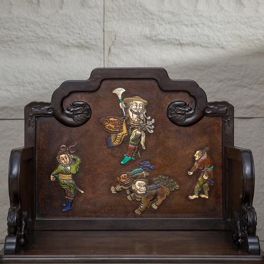 民国 紫檀镶瘿木百宝嵌番人进宝宝座 商品图1