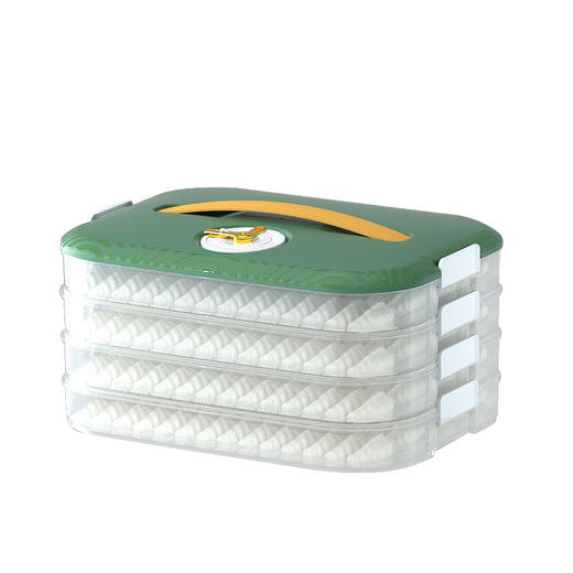 「三款配色！双卡扣密封」饺子盒冷冻盒不沾底大容量饺子收纳整理盒厨房用品可微波解冻手提密封保鲜盒 商品图4